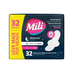 ABSORVENTE MILI NOTURNO SUAVE COM ABAS 32UN