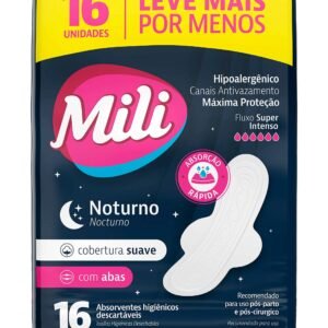 ABSORVENTE MILI NOTURNO SUAVE COM ABAS 16UN