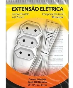 EXTENSAO ELETRICA PRATIK BRANCA 10M