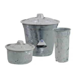KIT PIA MARMORIZADO CINZA CORUMBA 3PCS