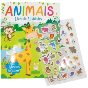 LIVRO COM ADESIVOS ANIMAIS FOFINHOS 21X28CM 24PG