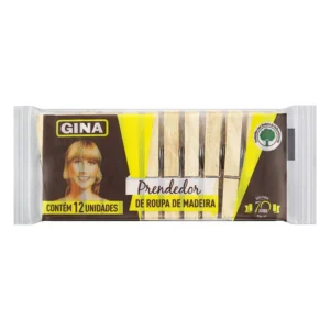 PRENDEDOR ROUPA MADEIRA GINA 12UN