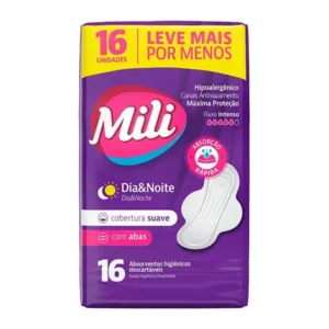 ABSORVENTE MILI DIA E NOITE SUAVE COM ABAS 16UN